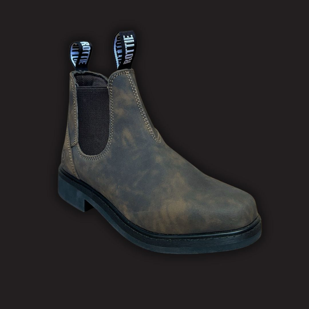 ROTTIE OMEO - ELASTIC SIDE SUEDE SOFT-TOE BOOT - HERITAGE BROWN