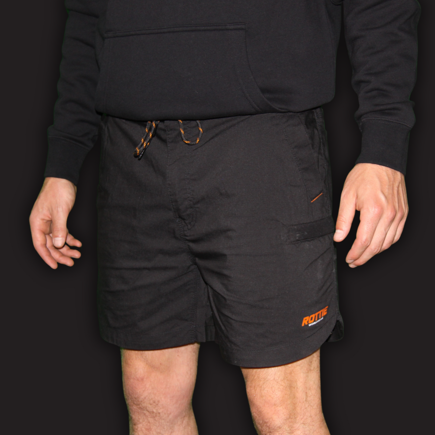 rottie workwear work shorts black