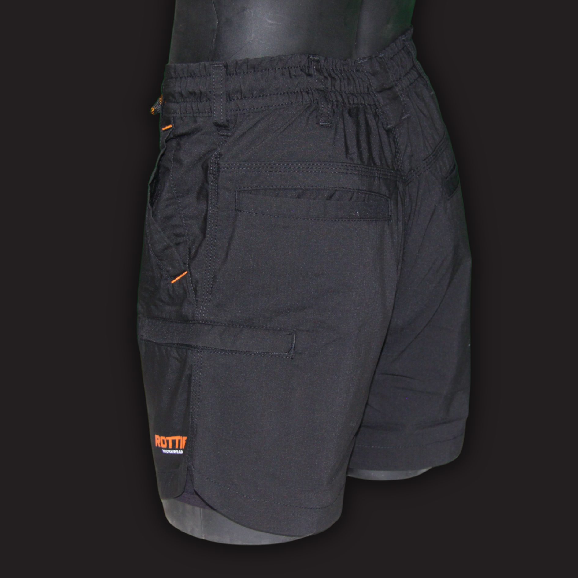 rottie workwear work shorts black