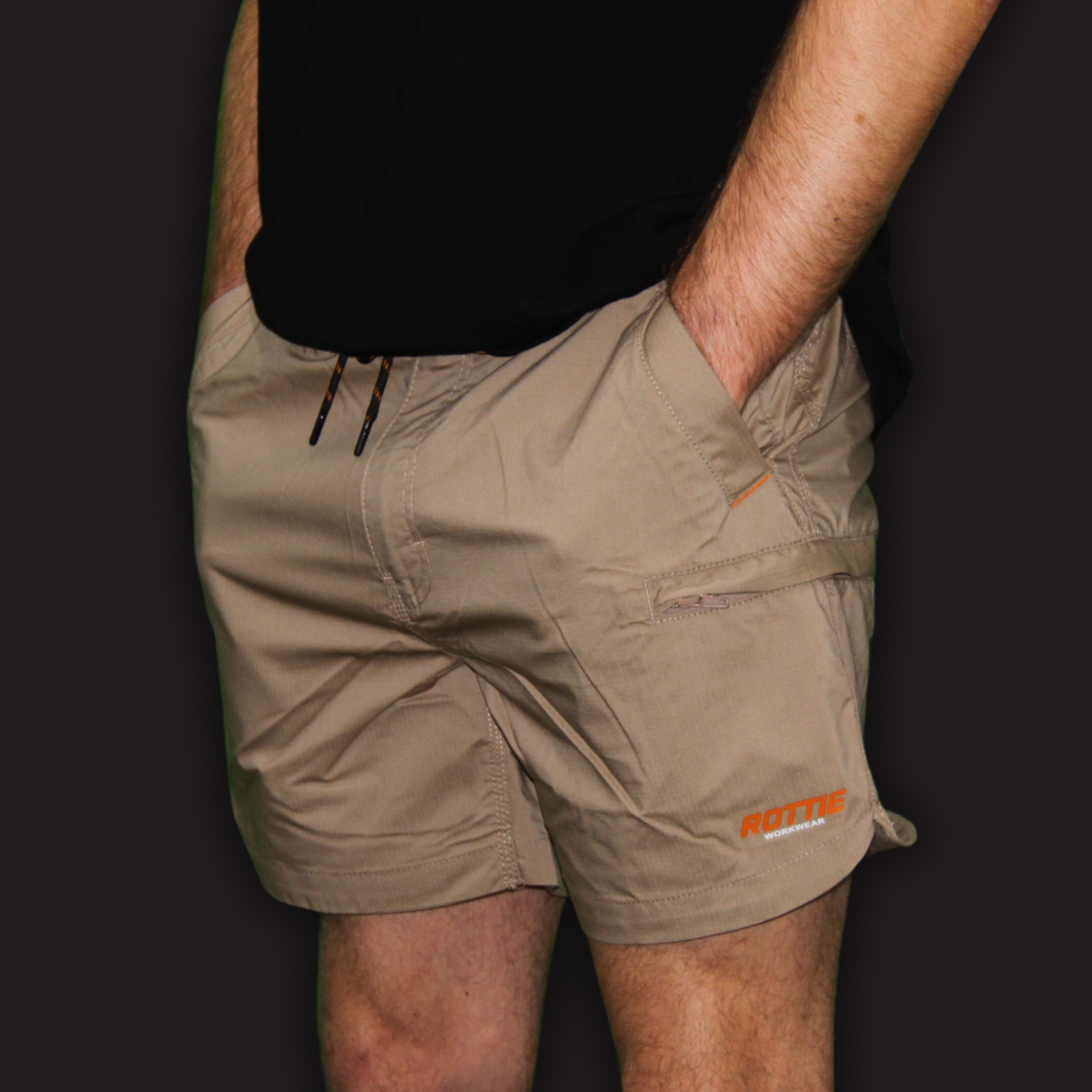 rottie workwear work shorts khaki