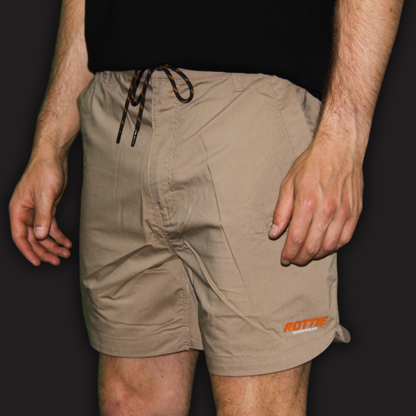 rottie workwear work shorts khaki